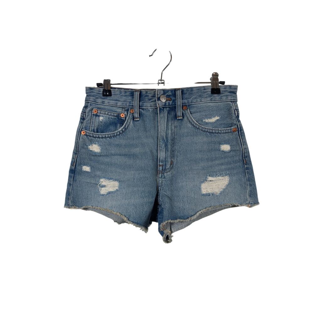 Madewell Relaxed Denim Shorts Kelton Wash Womens 23 Blue High Rise Distressed